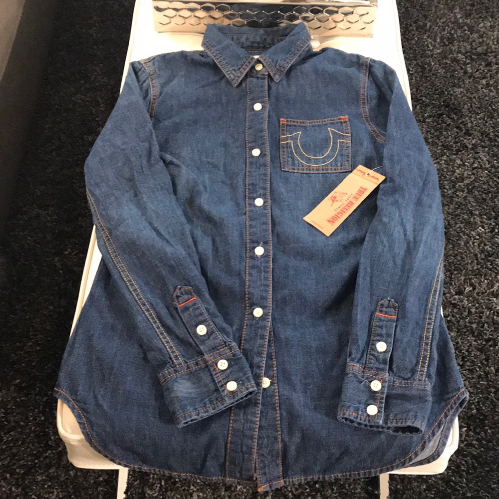 Women’s True Religion BOYFRIEND Blue Jean SHIRT